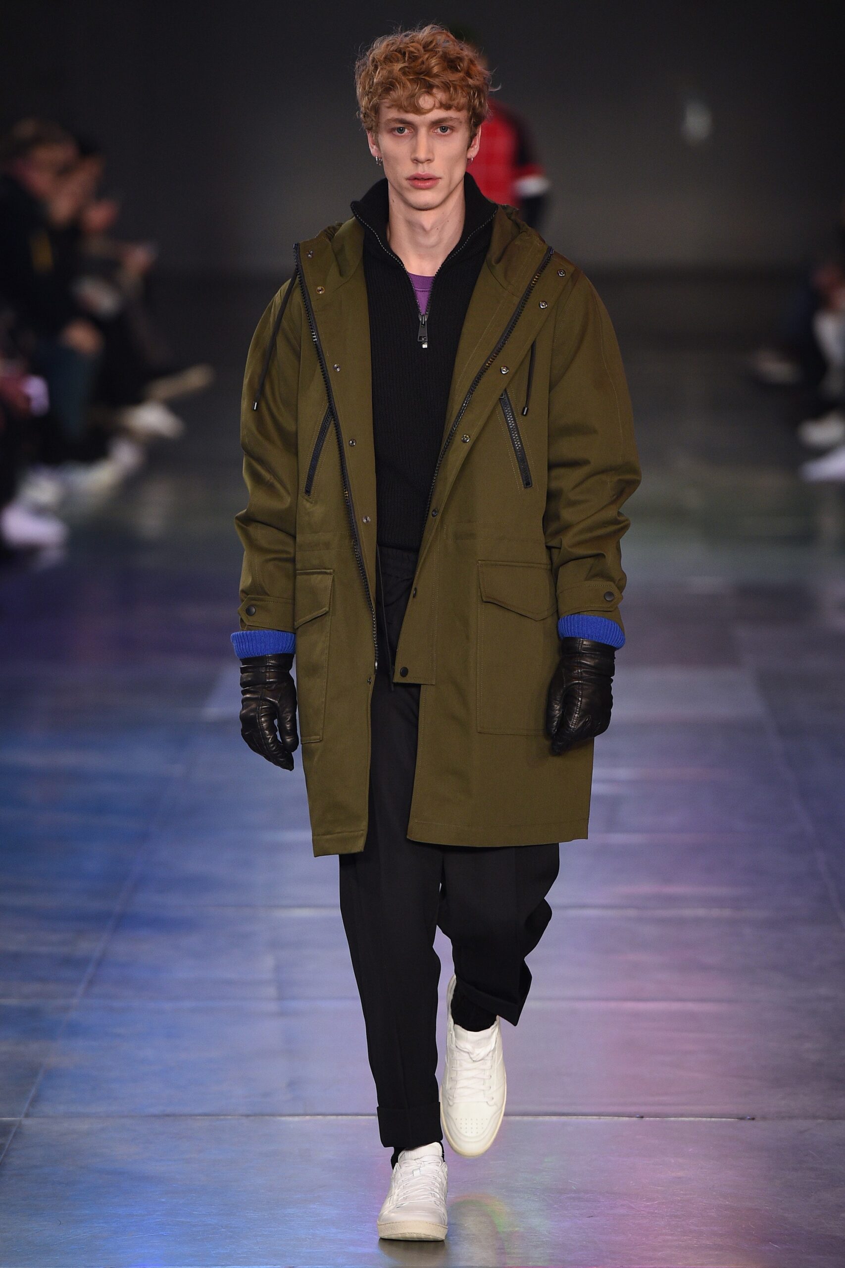 green parka with black sweater