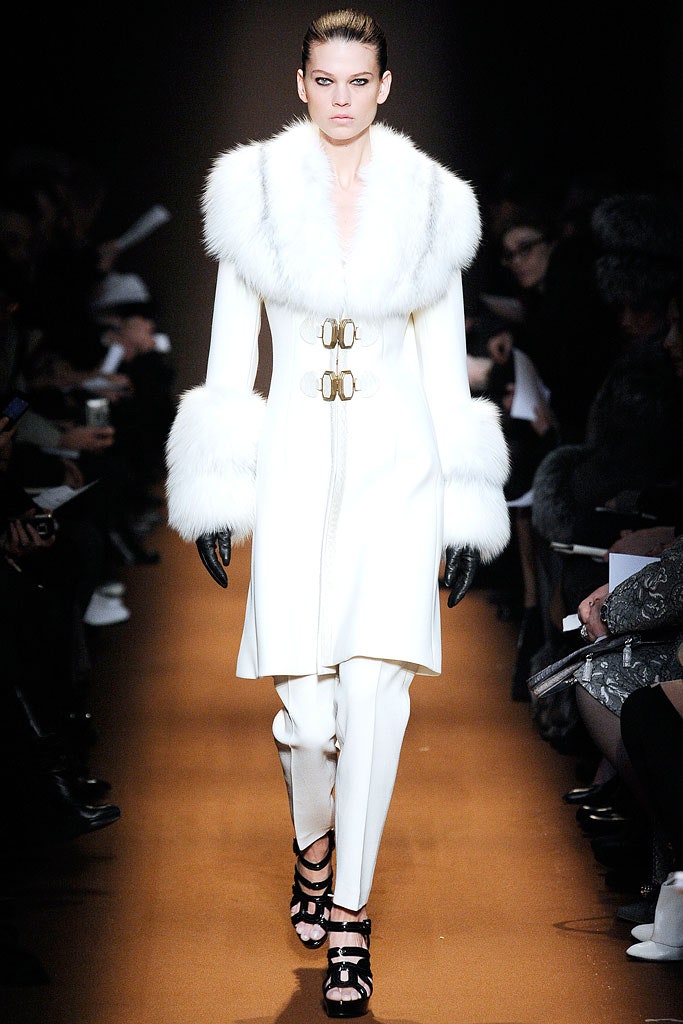 white fitted coat with fur