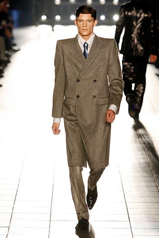 gray wool long-sleeve collared tailored structured coat