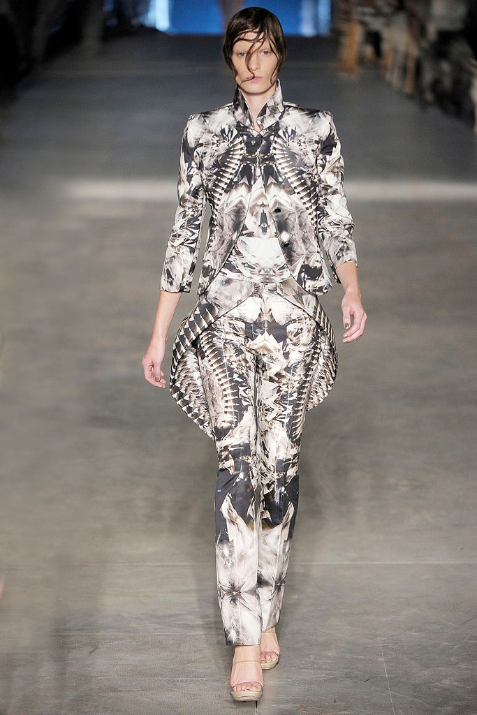 black and white printed suit