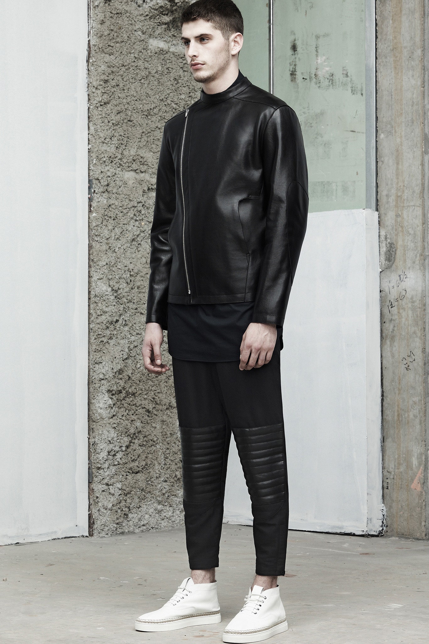 black leather jacket and pants