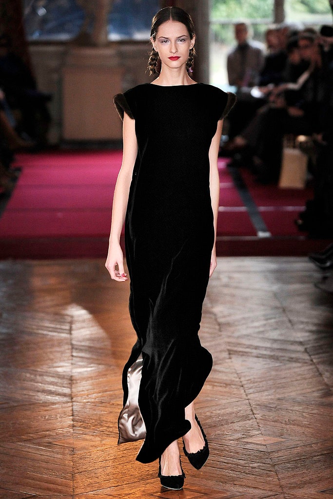 black velvet sleeveless gown