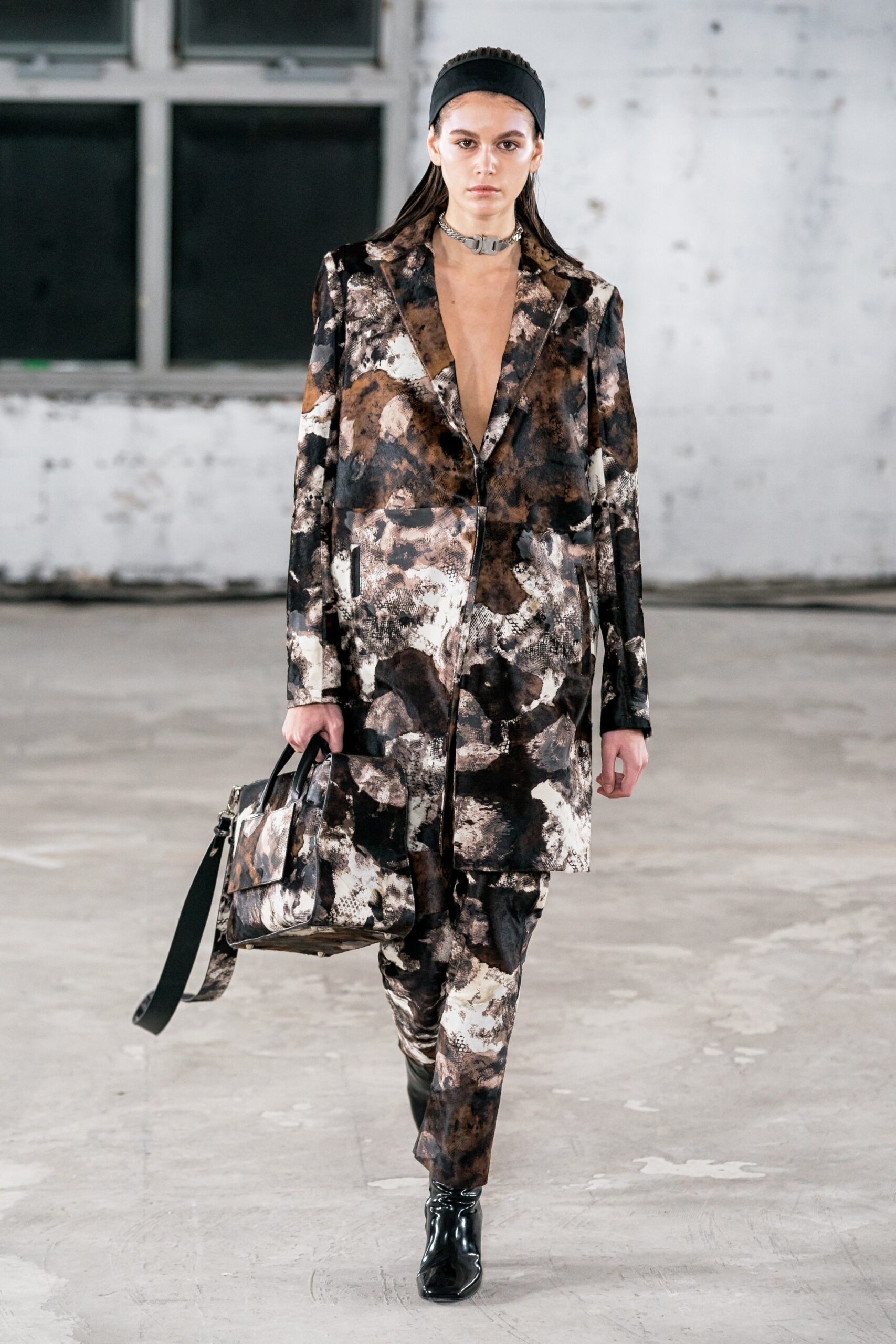 brown and black printed suit