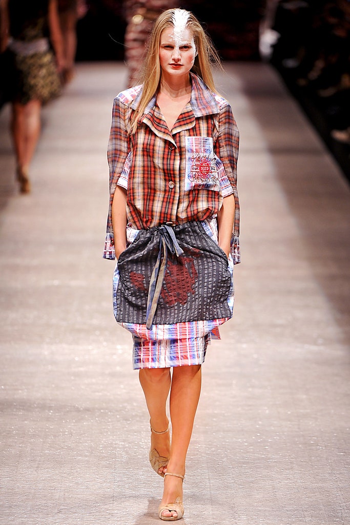 multi cotton short-sleeve collared relaxed layered buttoned dress