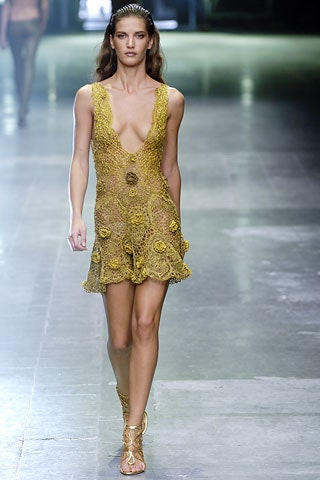 yellow crochet sleeveless dress