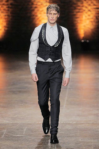 black vest white shirt tailored pants