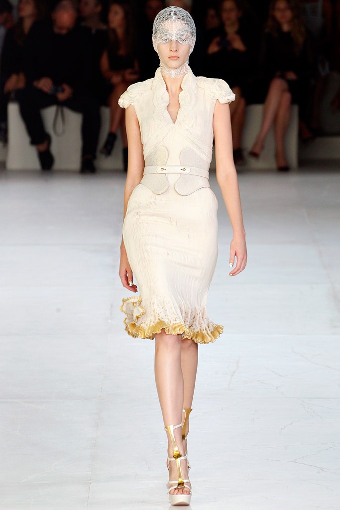 white silk fitted dress