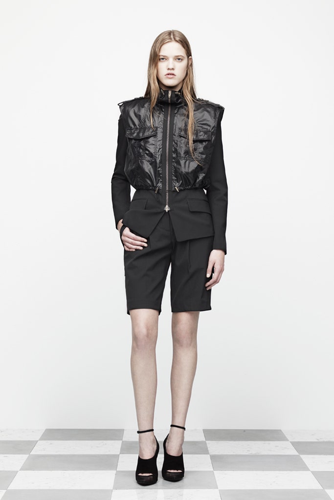 black fitted jacket and shorts