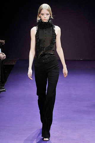 black fitted top and pants