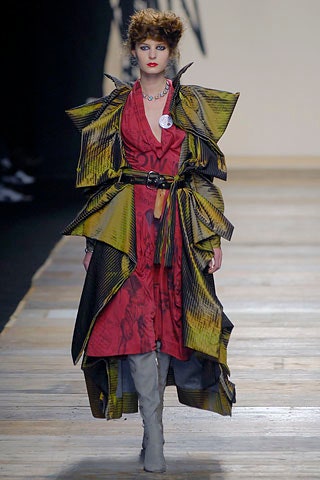 red and black layered dress with oversized coat