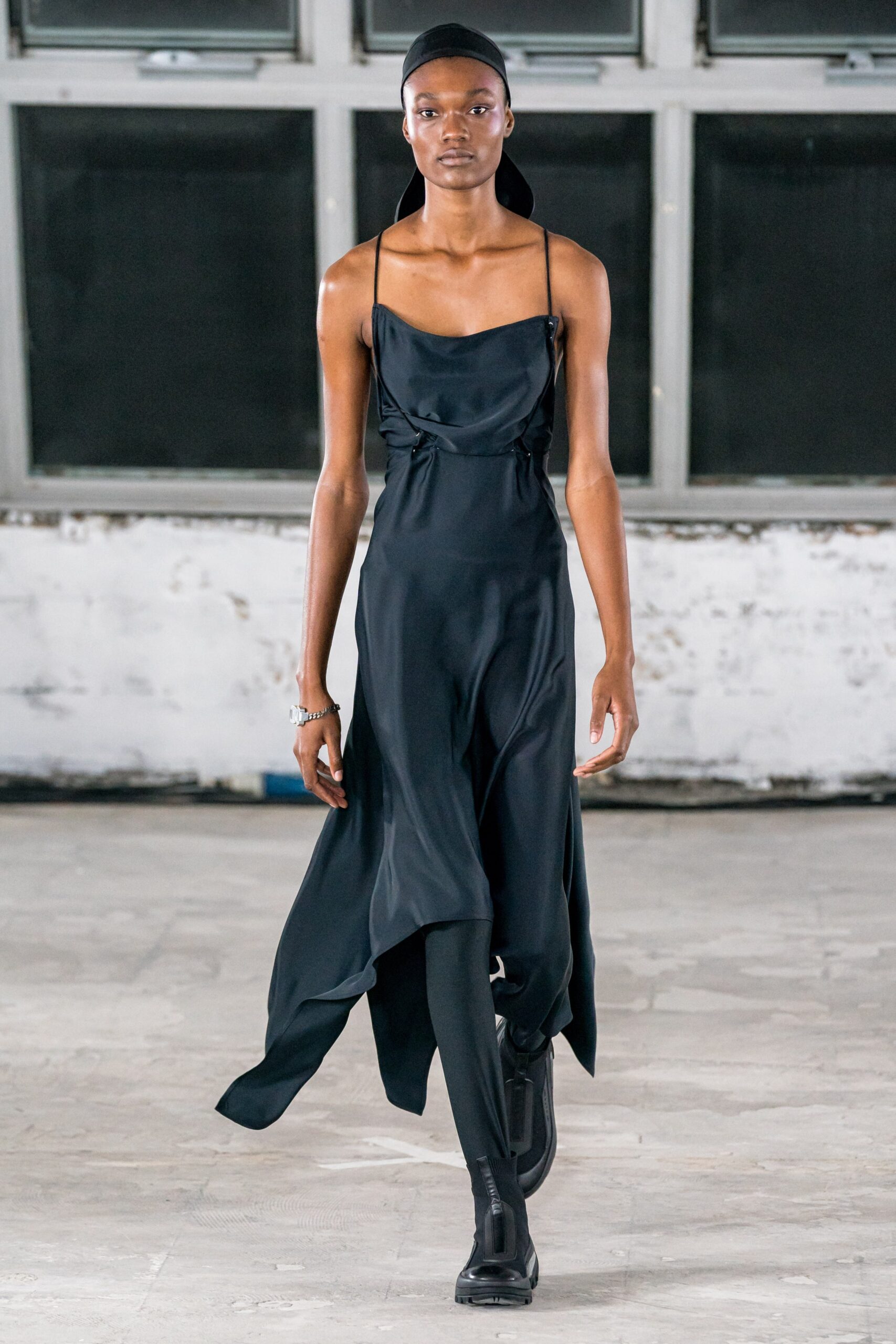 black silk sleeveless dress