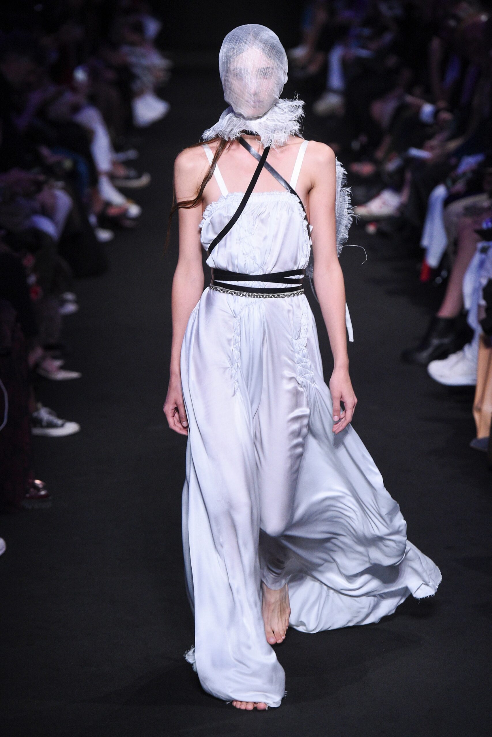 white silk fitted maxi dress