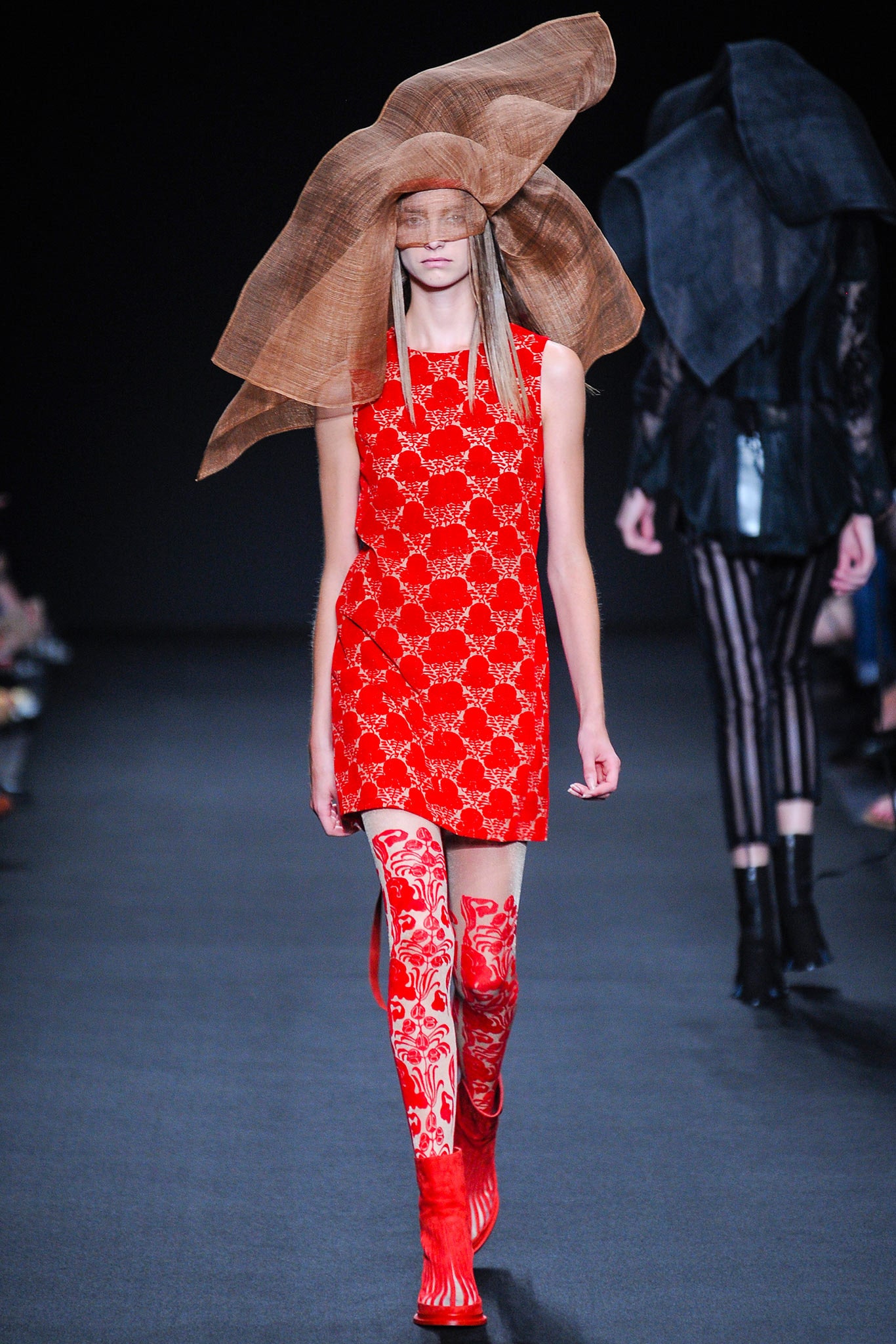 brown structured layered hat