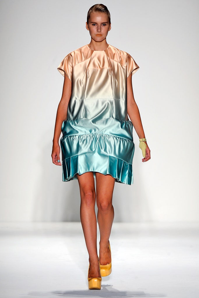 peach and aqua layered dress