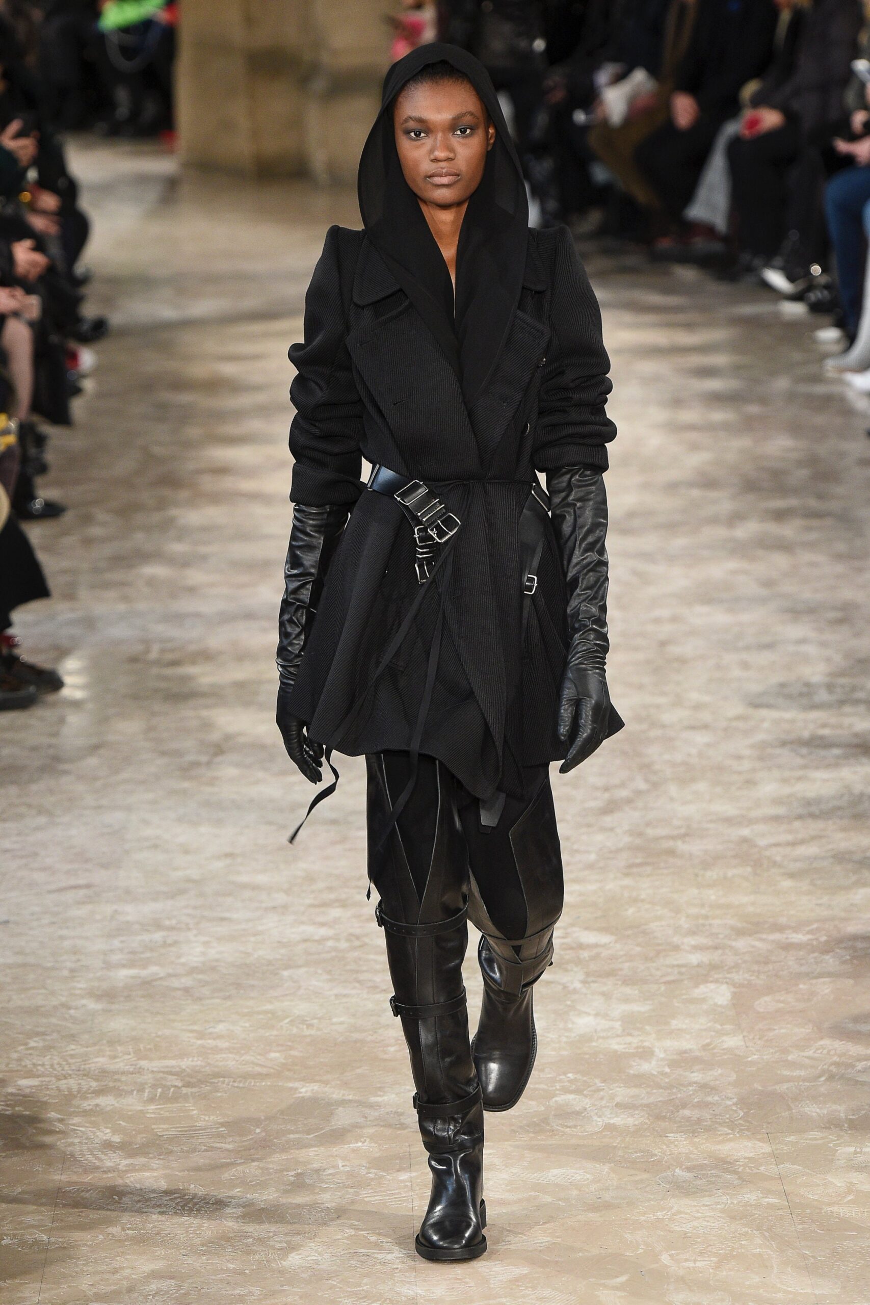 black wool coat with hood