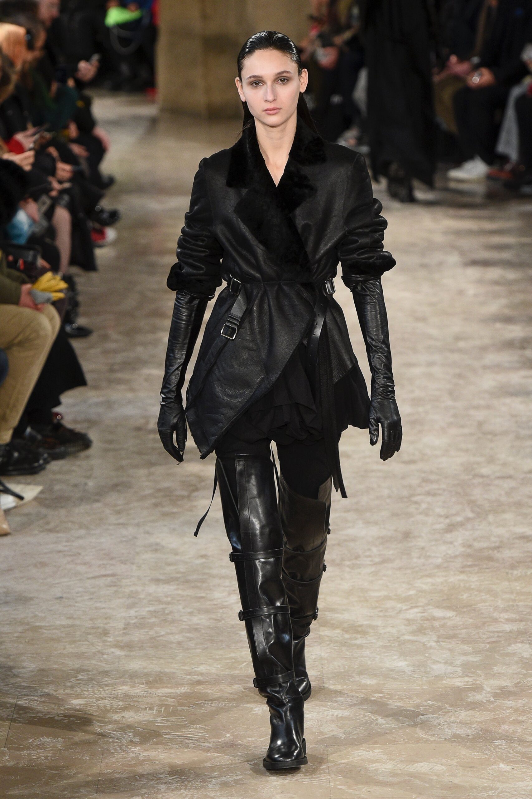 black leather coat and pants