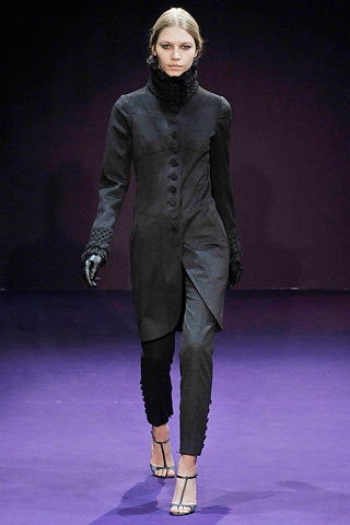 black fitted coat and pants