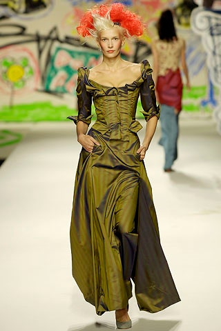 green and black silk gown