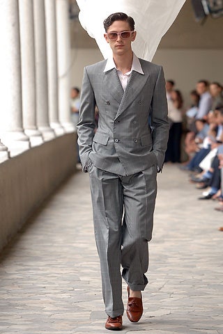 gray wool long-sleeve collared tailored straight-leg suit