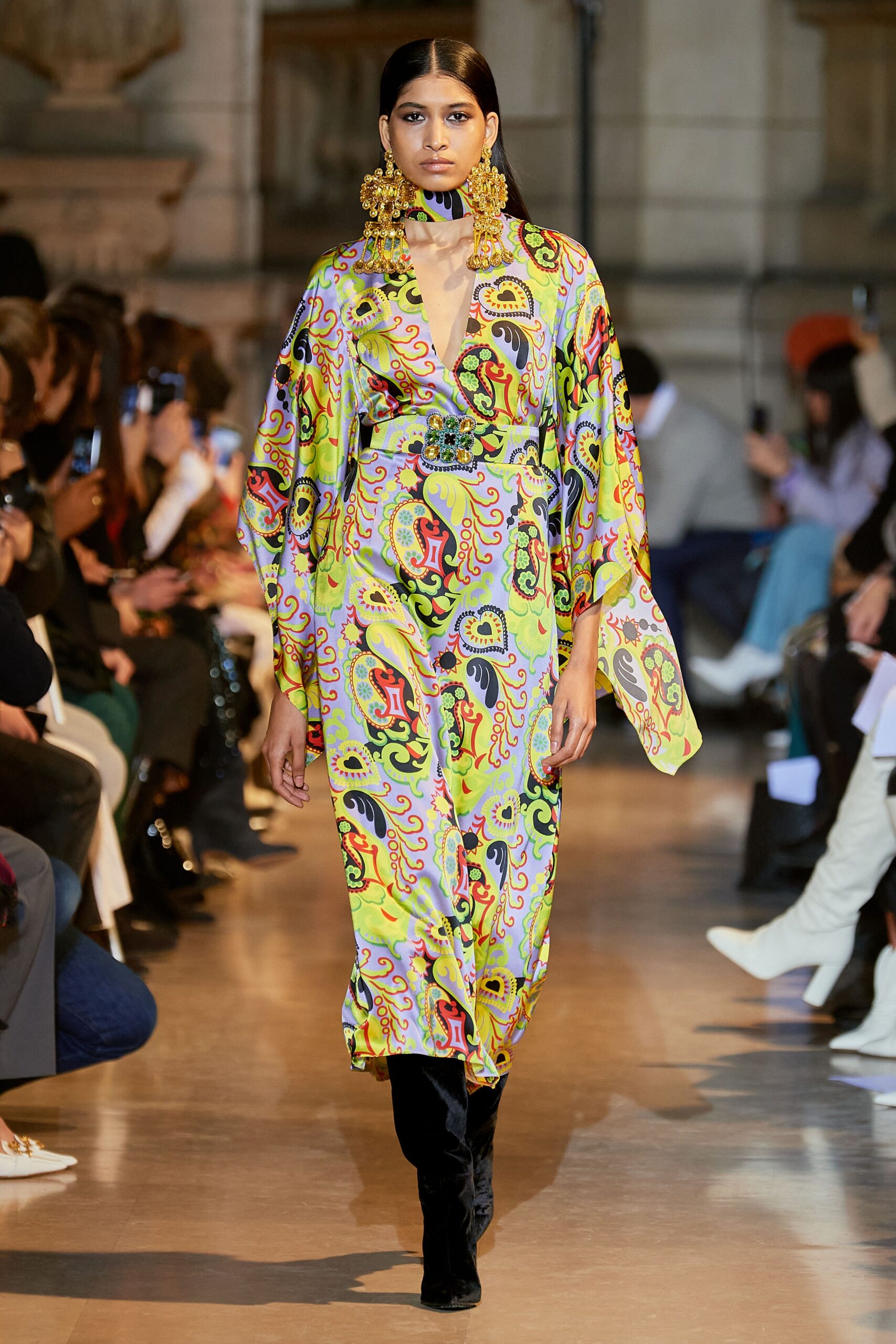 relaxed printed midi dress