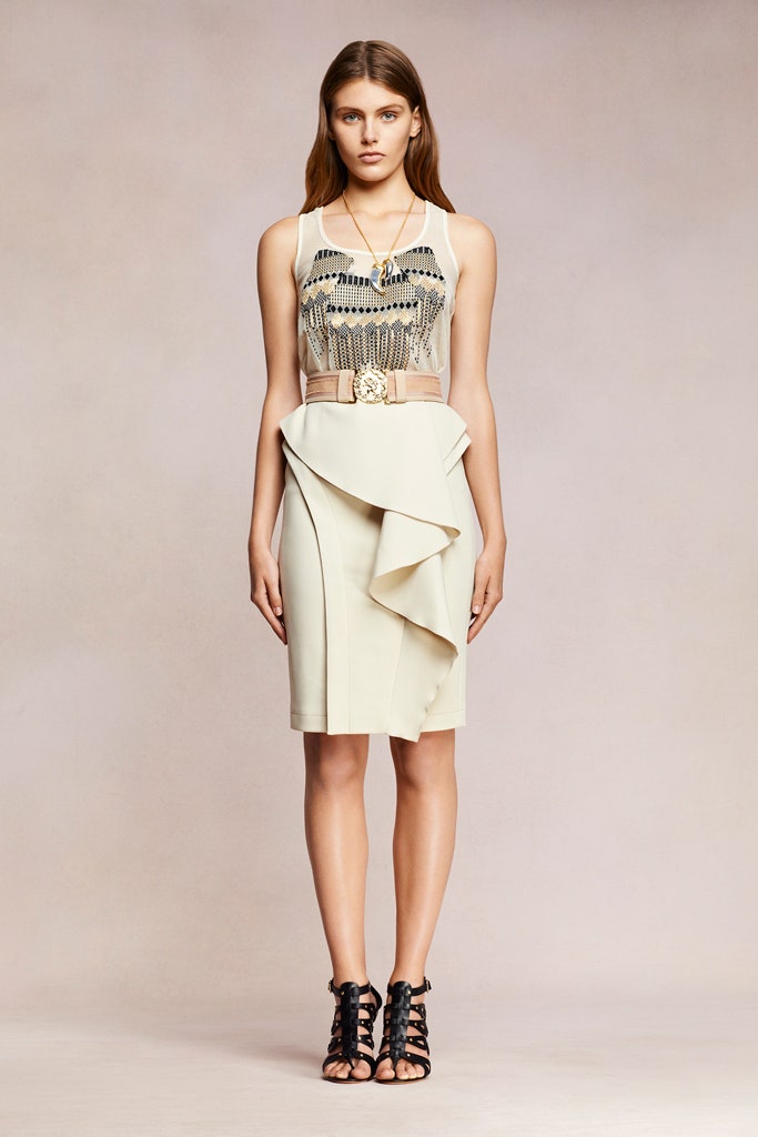 beige silk sleeveless dress