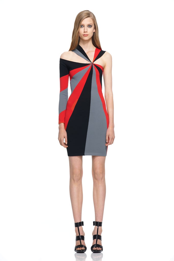 fitted color-blocked mini dress