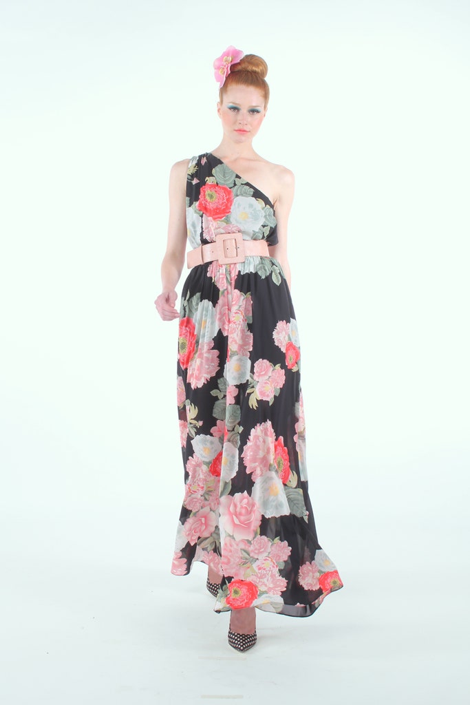 floral maxi gown with belt