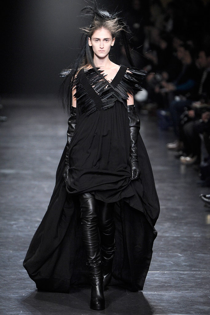 black silk draped maxi dress