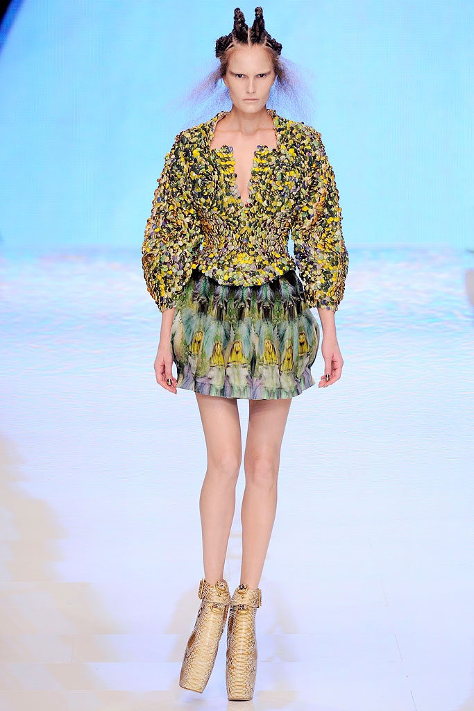 yellow green ruffled mini dress