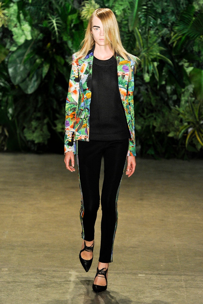 multi-colored fitted jacket with black top