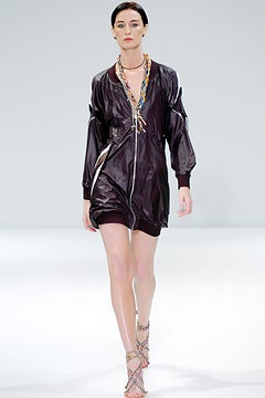 black vinyl long-sleeve collared fitted zippered draped jacket