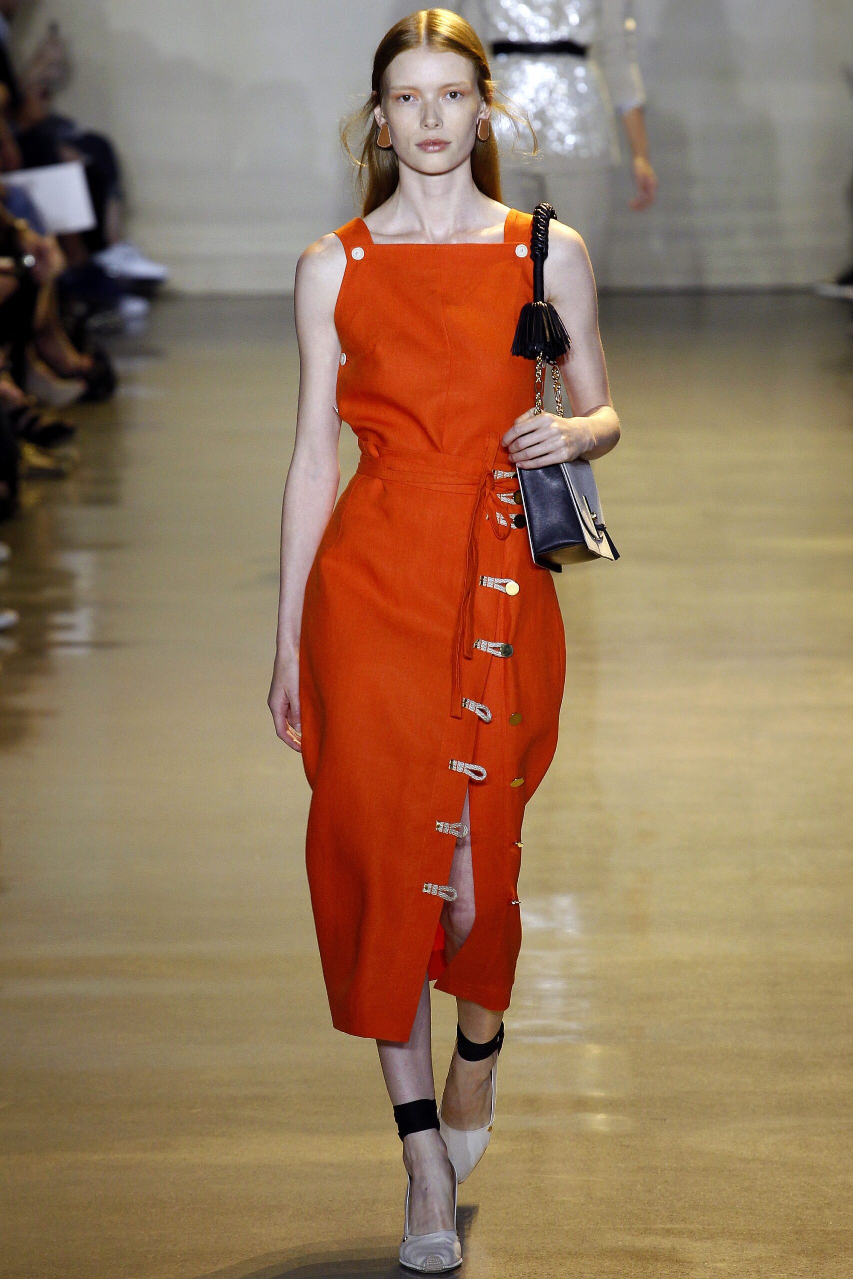 fitted orange cotton dress