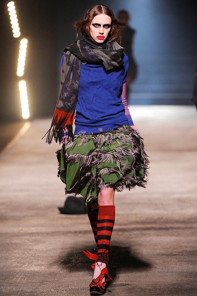 blue relaxed top with fringed skirt