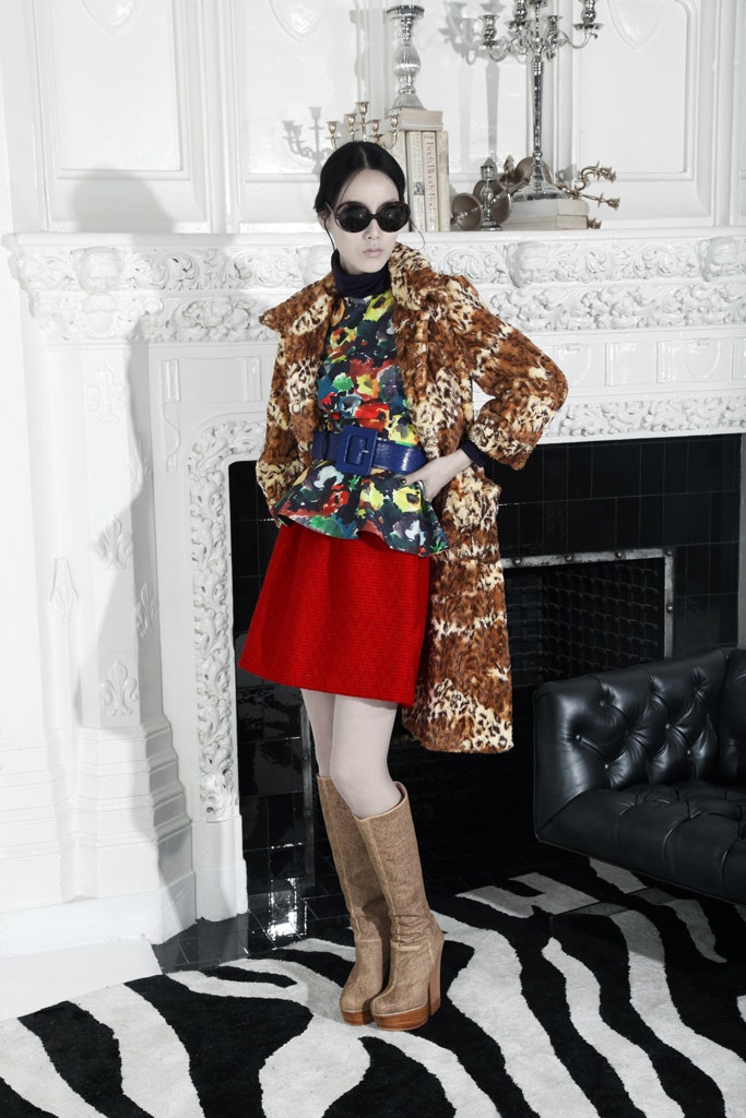 red cotton fitted a-line mini skirt