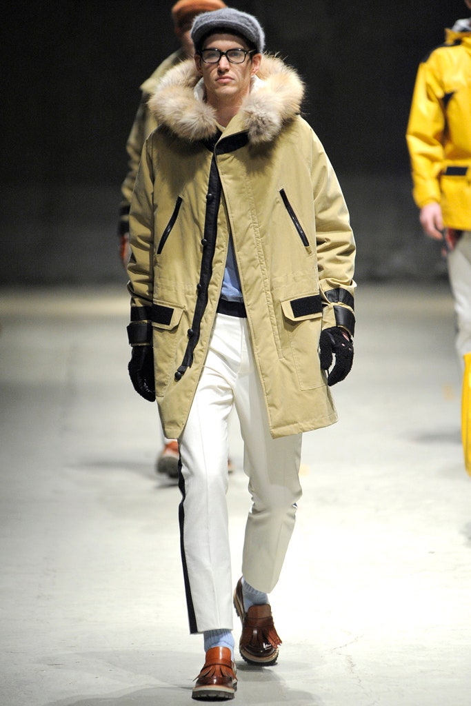 beige parka with faux-fur collar