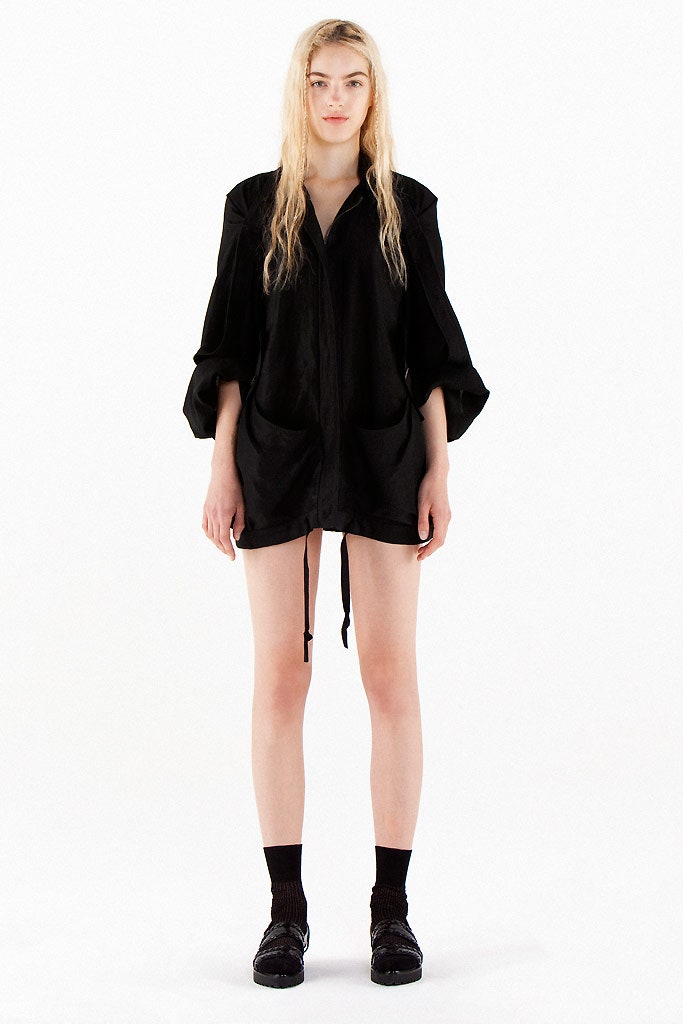 black silk relaxed dress