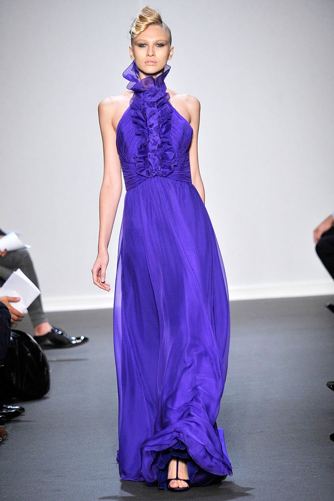 fitted purple silk gown