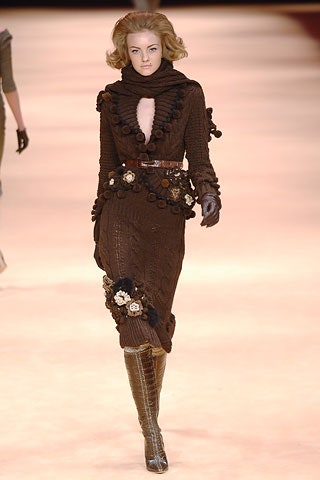 brown knitted embellished dress