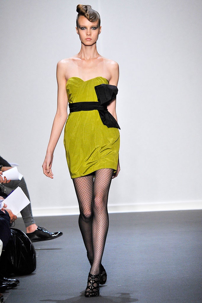 green strapless fitted dress