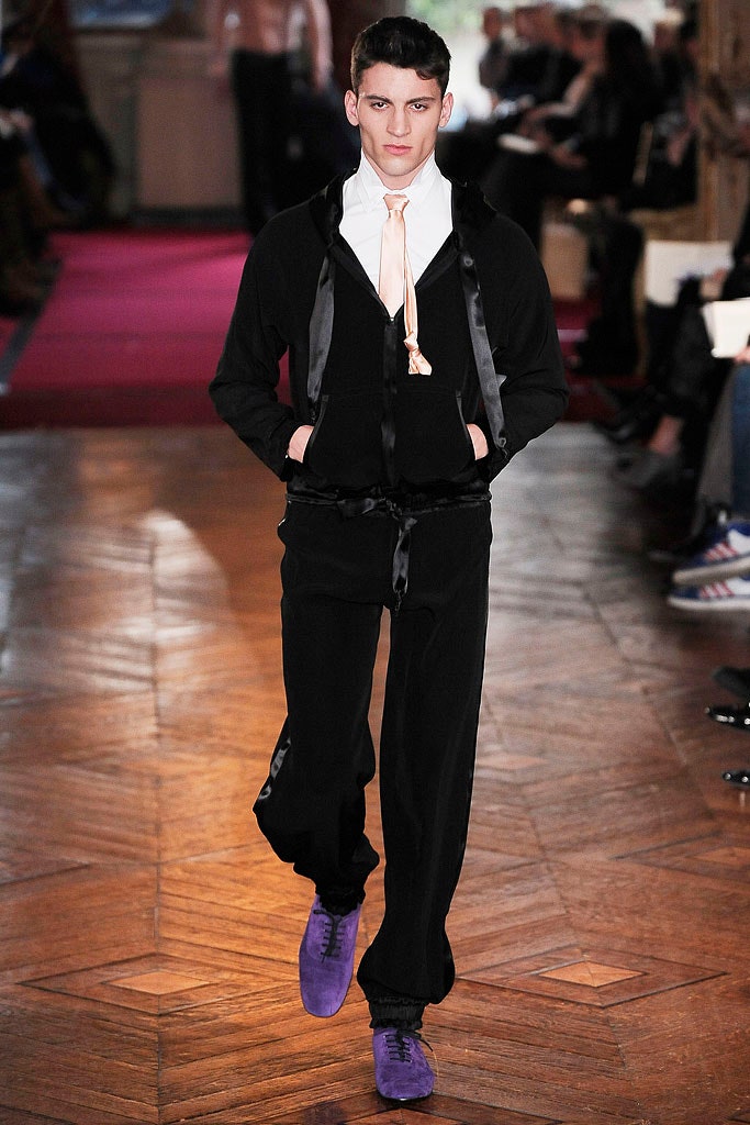 black hoodie with relaxed pants