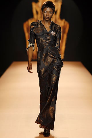 black and gold draped maxi dress