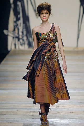 brown multi-colored pleated dress