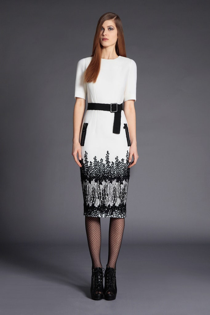 white and black beaded midi dress