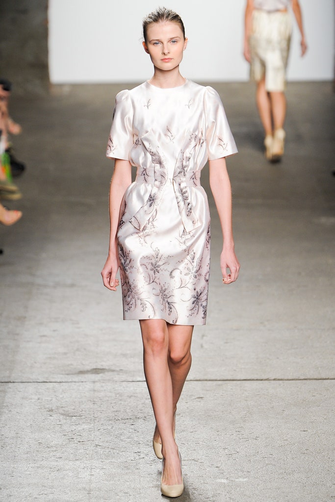 pink silk fitted dress