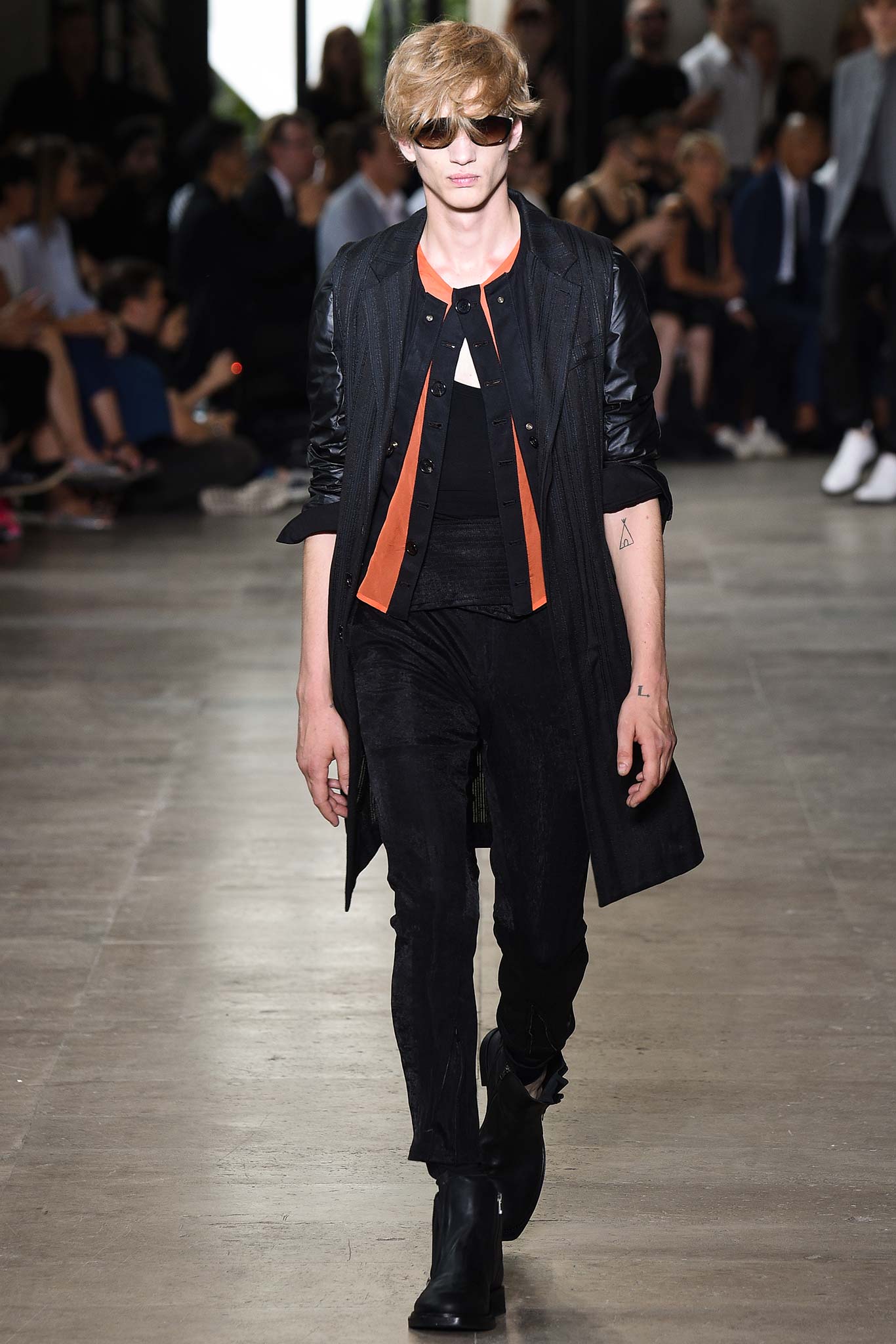 black fitted coat and top