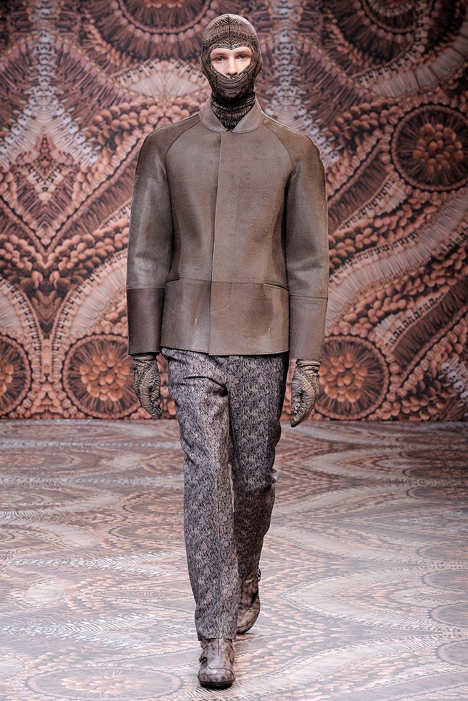 brown leather long-sleeve structured zippered jacket
