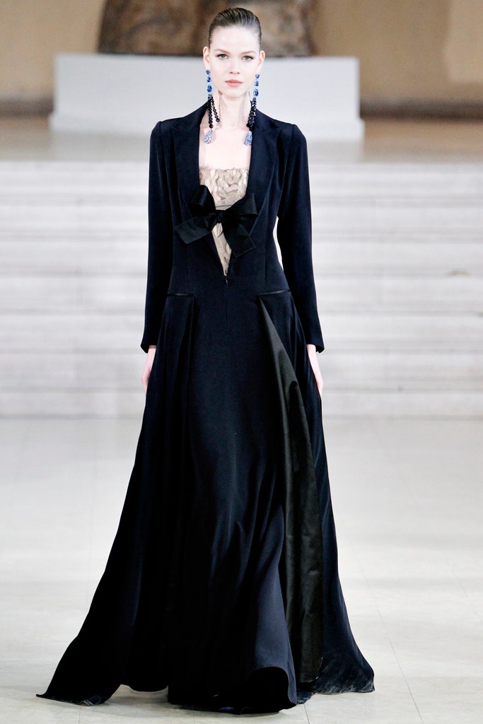 black silk long-sleeve gown