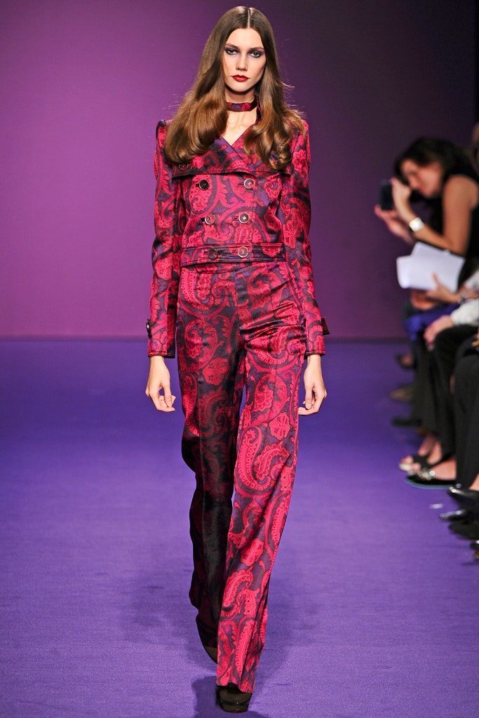 red and black printed suit