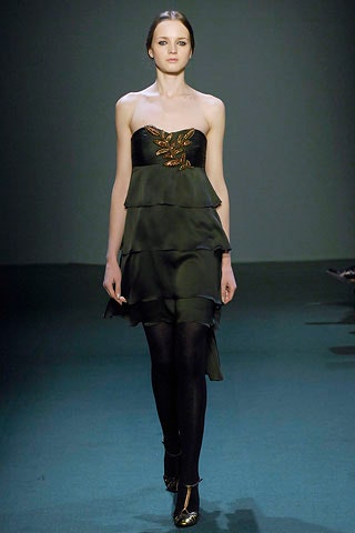 black green strapless layered dress