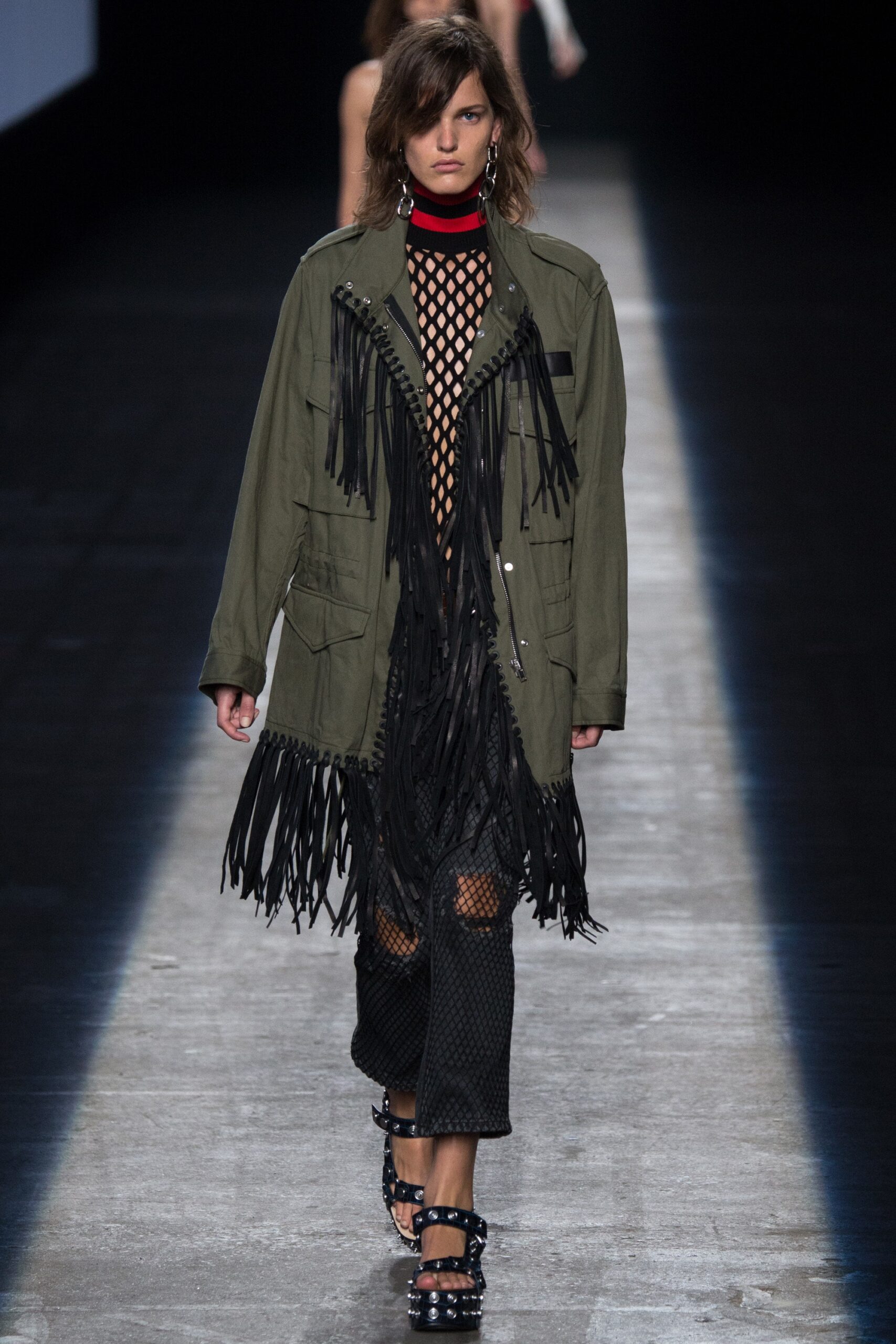 green relaxed jacket with fringes